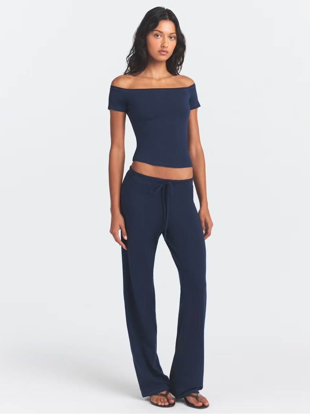 SKIMS Harbor Blue Cotton Jersey Straight Leg Pants size 4X aka booty pants NWT